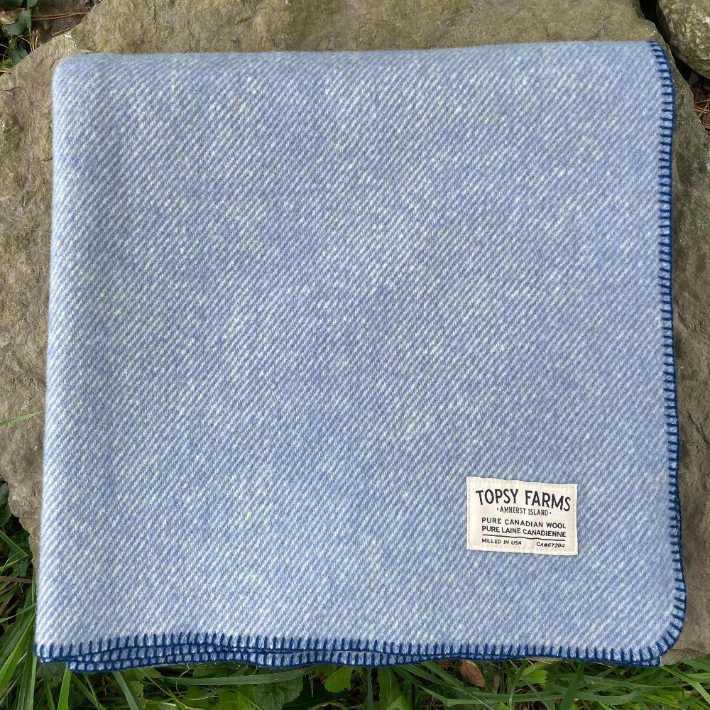 Juniper Berry Blue Tweed Wool Blanket
