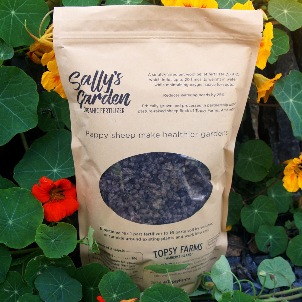 Topsy Farms Sally's Garden raw wool organic fertilizer