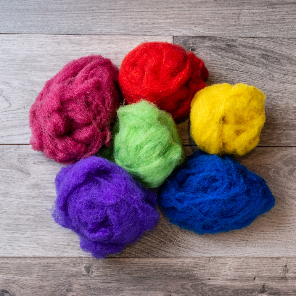 Dyed roving, available in many different colours.