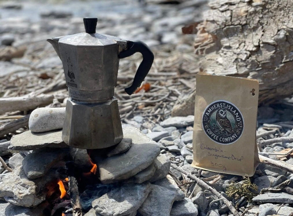 Amherst Island Coffee Company on the beach at Topsy Farms