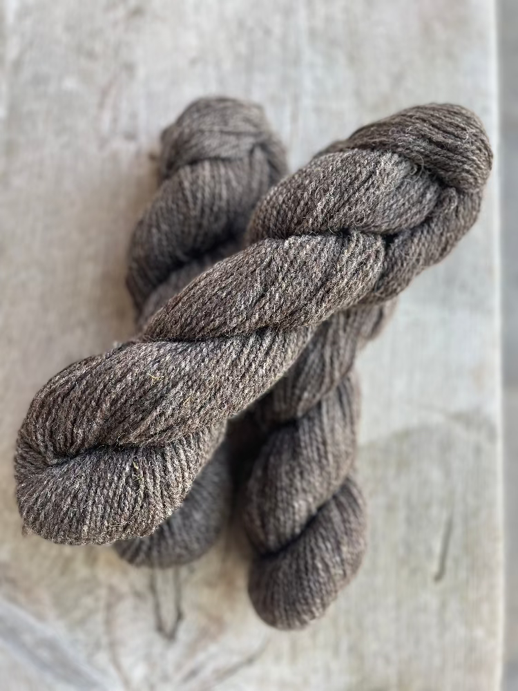 Topsy Farms' dark grey Canadian wool yarn