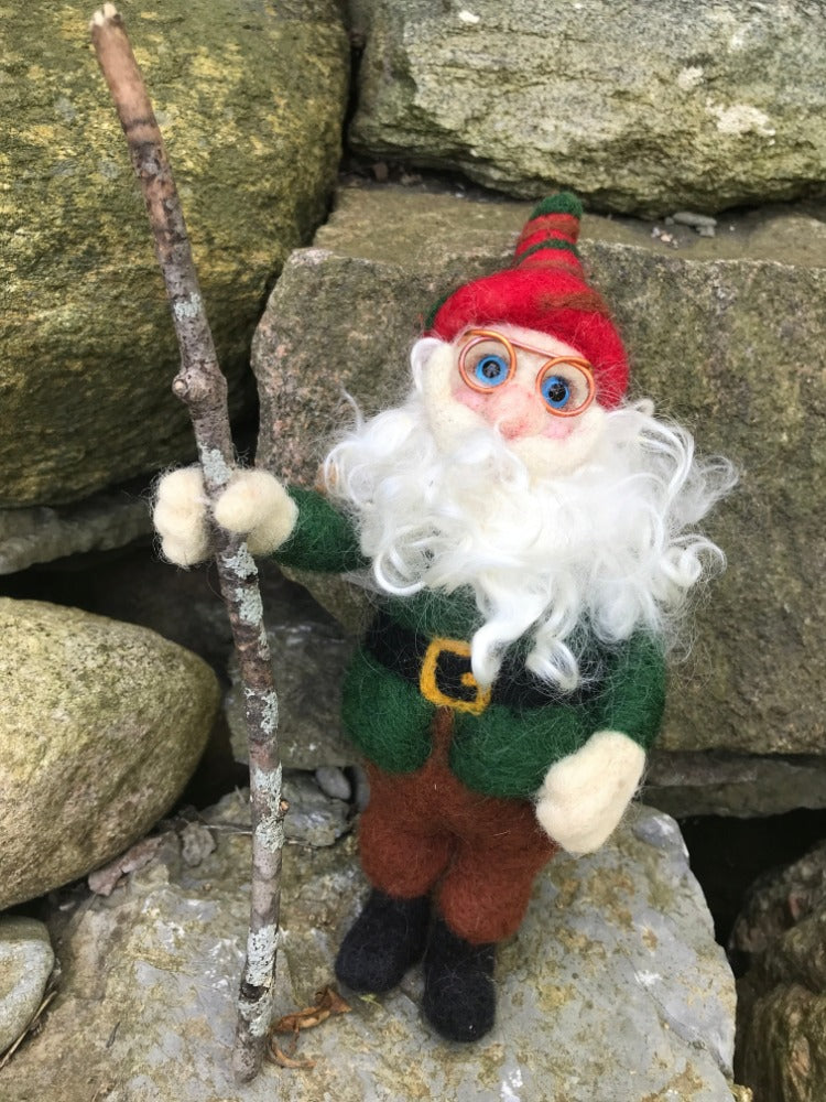 Handmade wool felted gnome from Topsy Farms