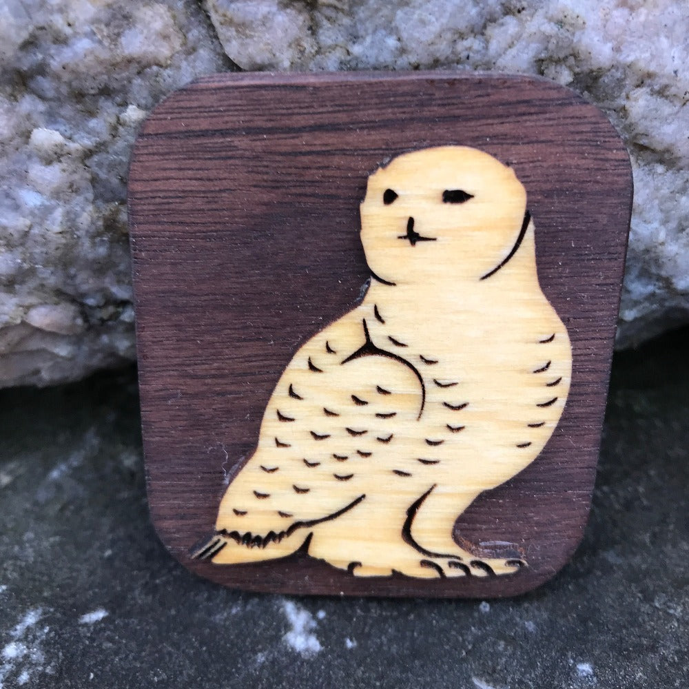 Topsy Farms' locally made wooden owl magnet