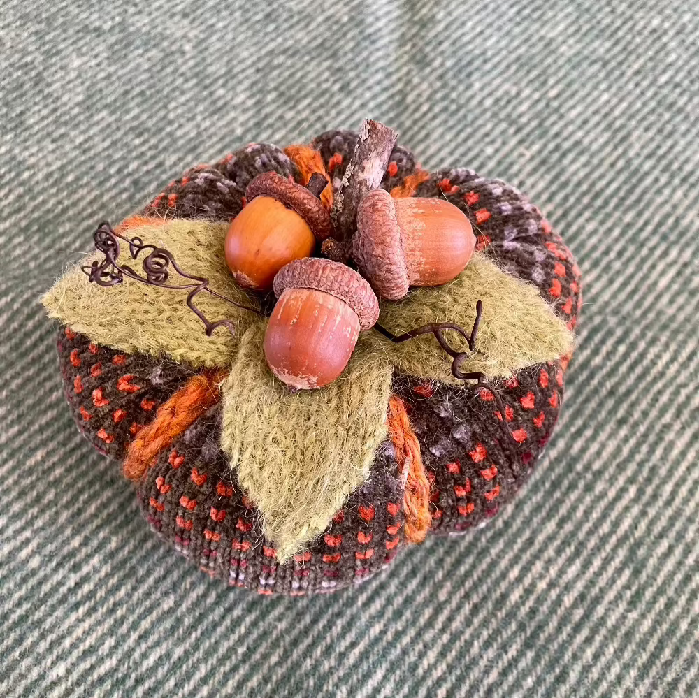 Upcycled wool and acorn pumpkin by Topsy Farms