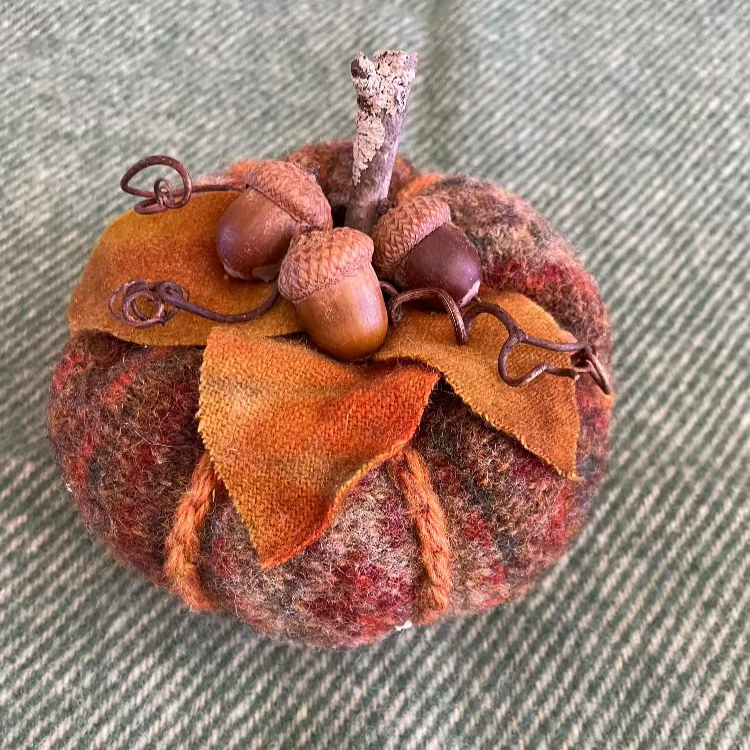 Upcycled wool and acorn pumpkin by Topsy Farms