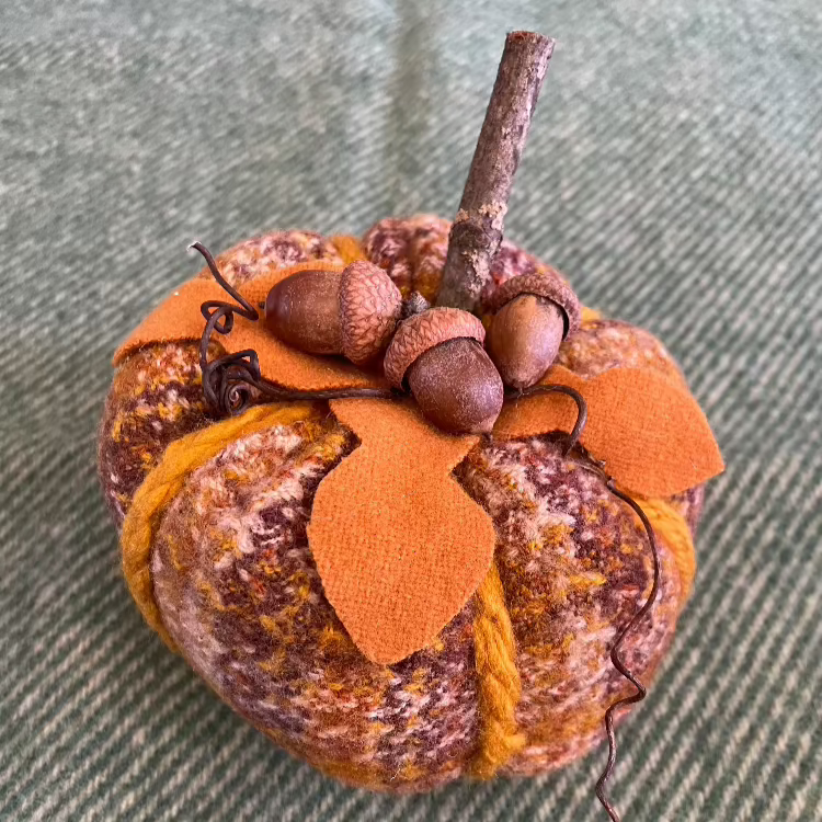 Upcycled wool and acorn pumpkin by Topsy Farms