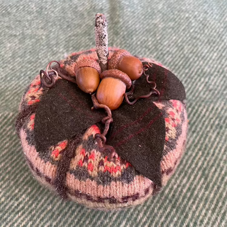 Upcycled wool and acorn pumpkin by Topsy Farms