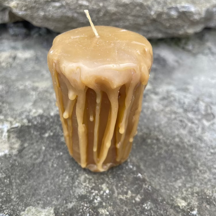 Topsy Farms' handmade beeswax pillar candle