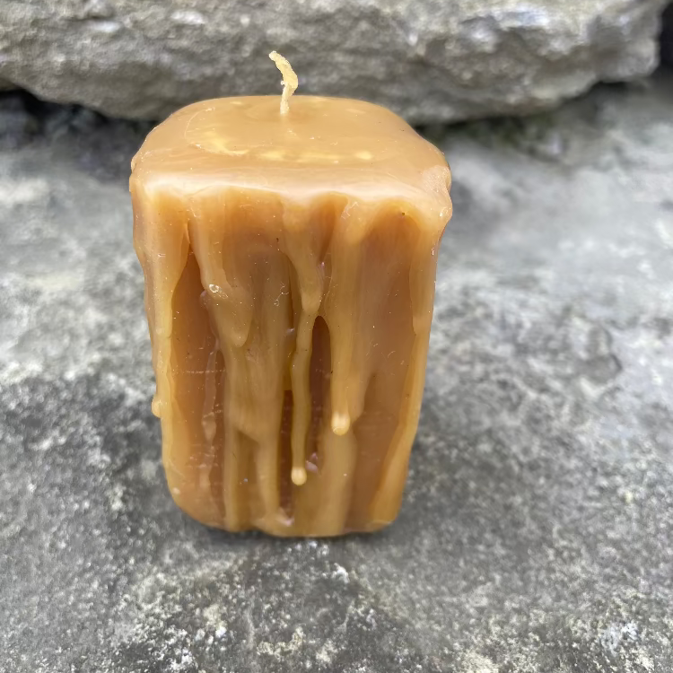 Topsy Farms' handmade beeswax pillar candle