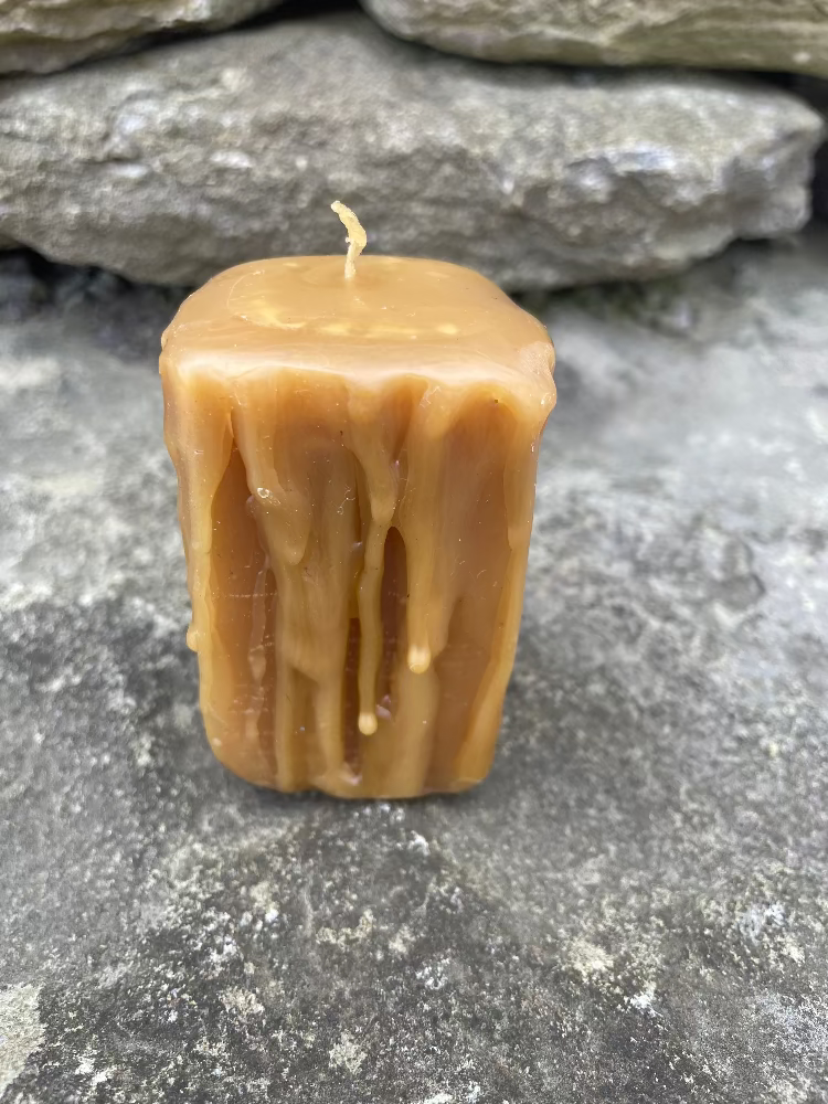 Topsy Farms' handmade beeswax pillar candle