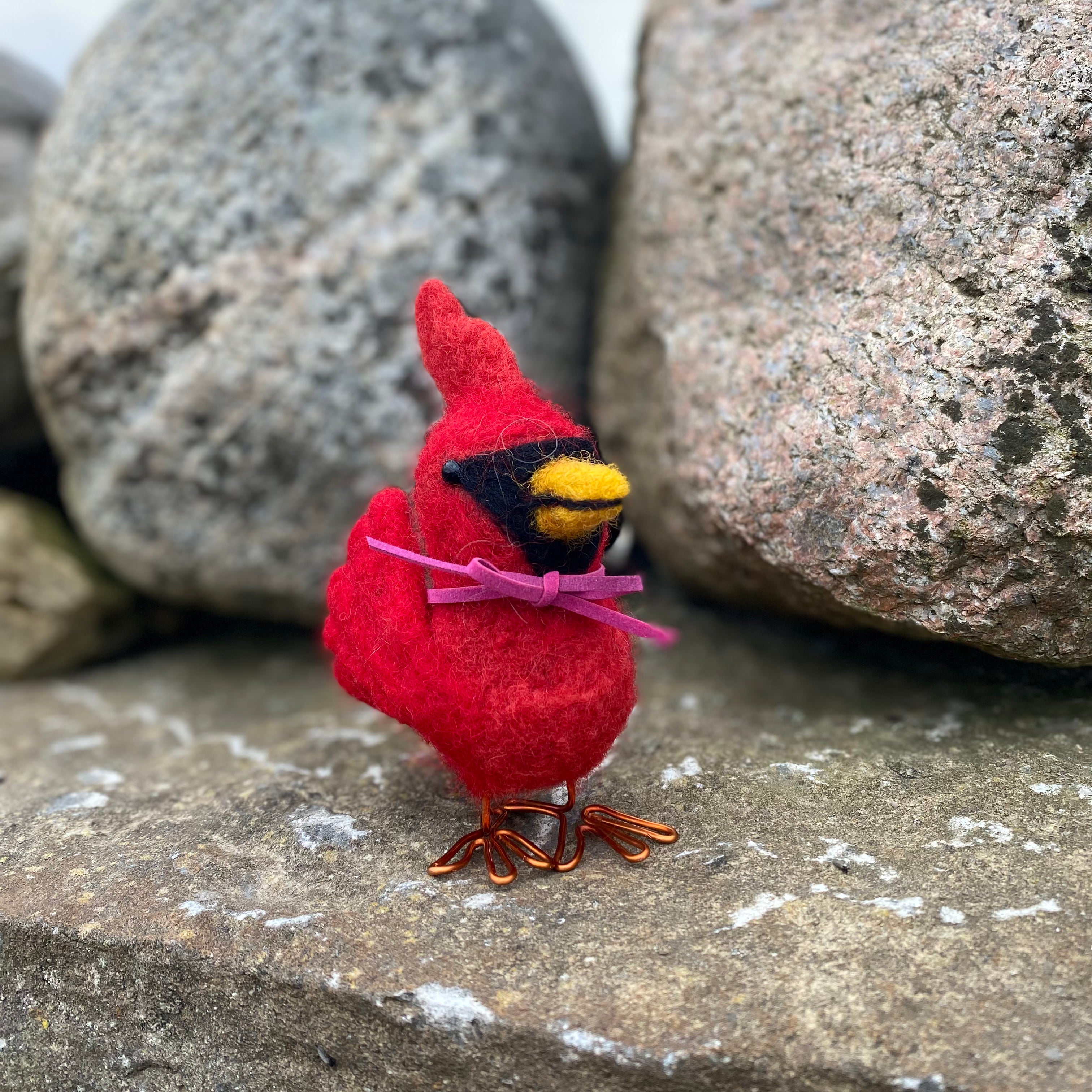 Topsy Farms Handmade Felted Wool Red Wing Cardinal