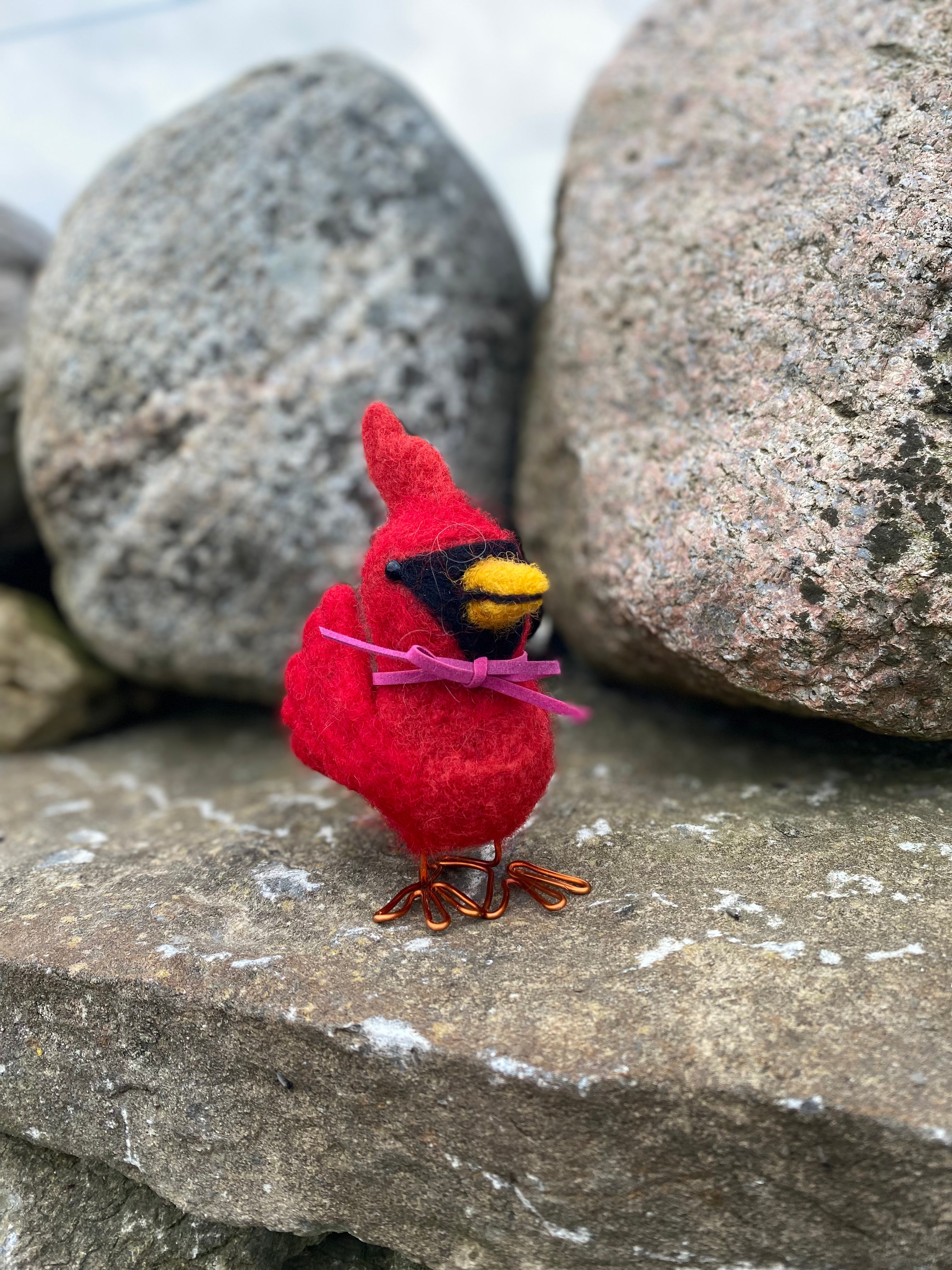 Topsy Farms Handmade Felted Wool Red Wing Cardinal