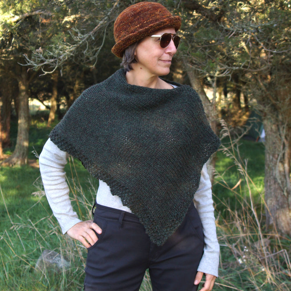 Topsy Farms get crafty knit kit poncho - green heather