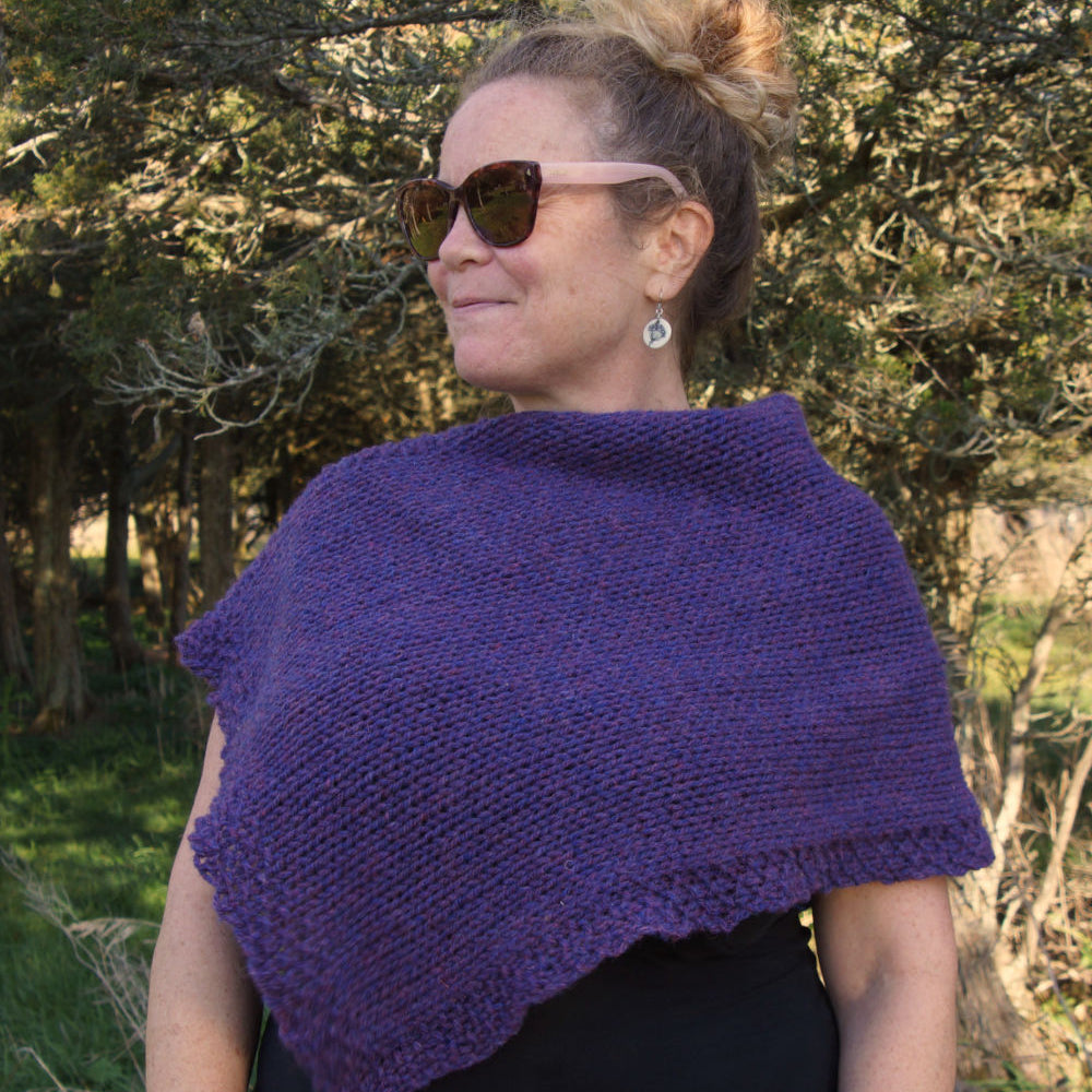 Topsy Farms get crafty knit kit poncho - purple heather