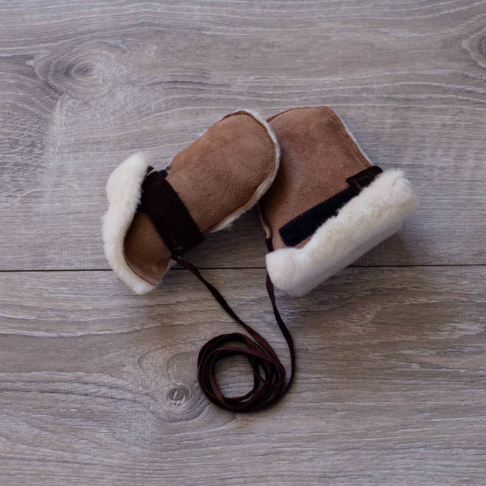Topsy Farms' baby sheepskin mittens