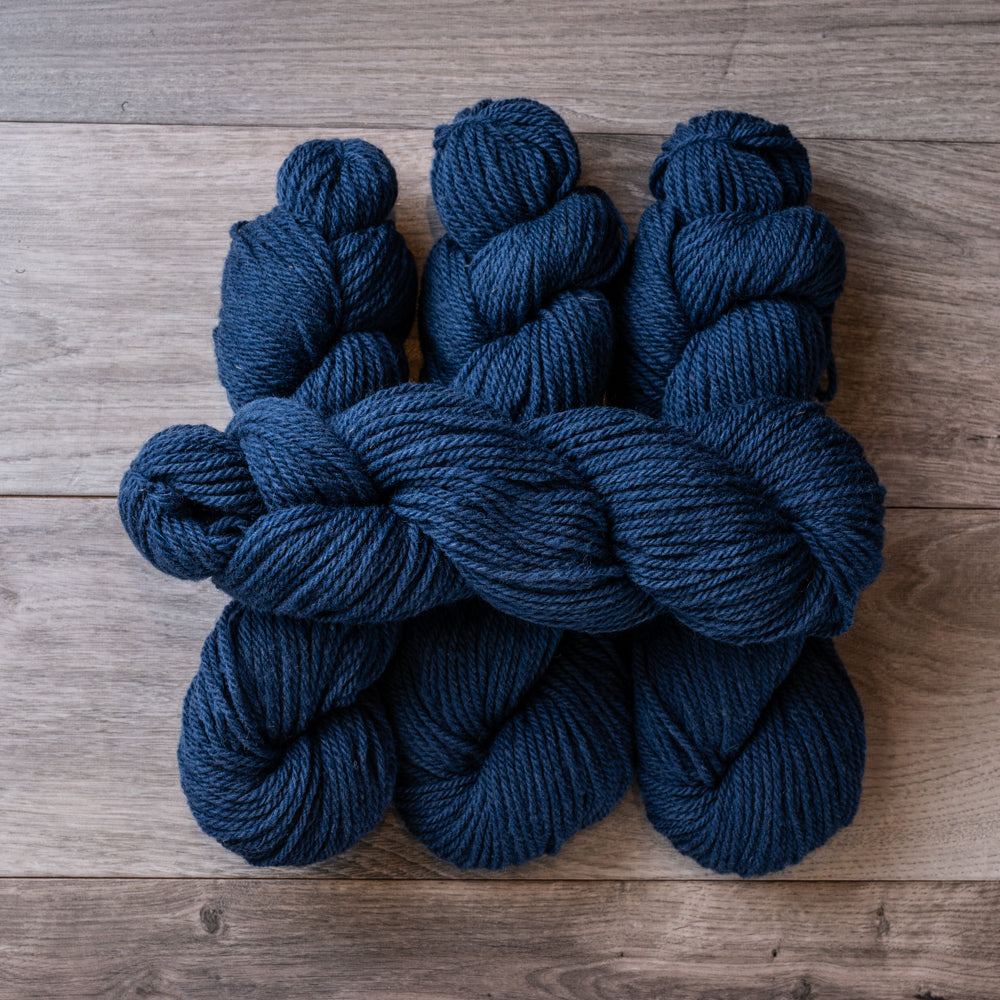Blue Navy skeins of yarn.