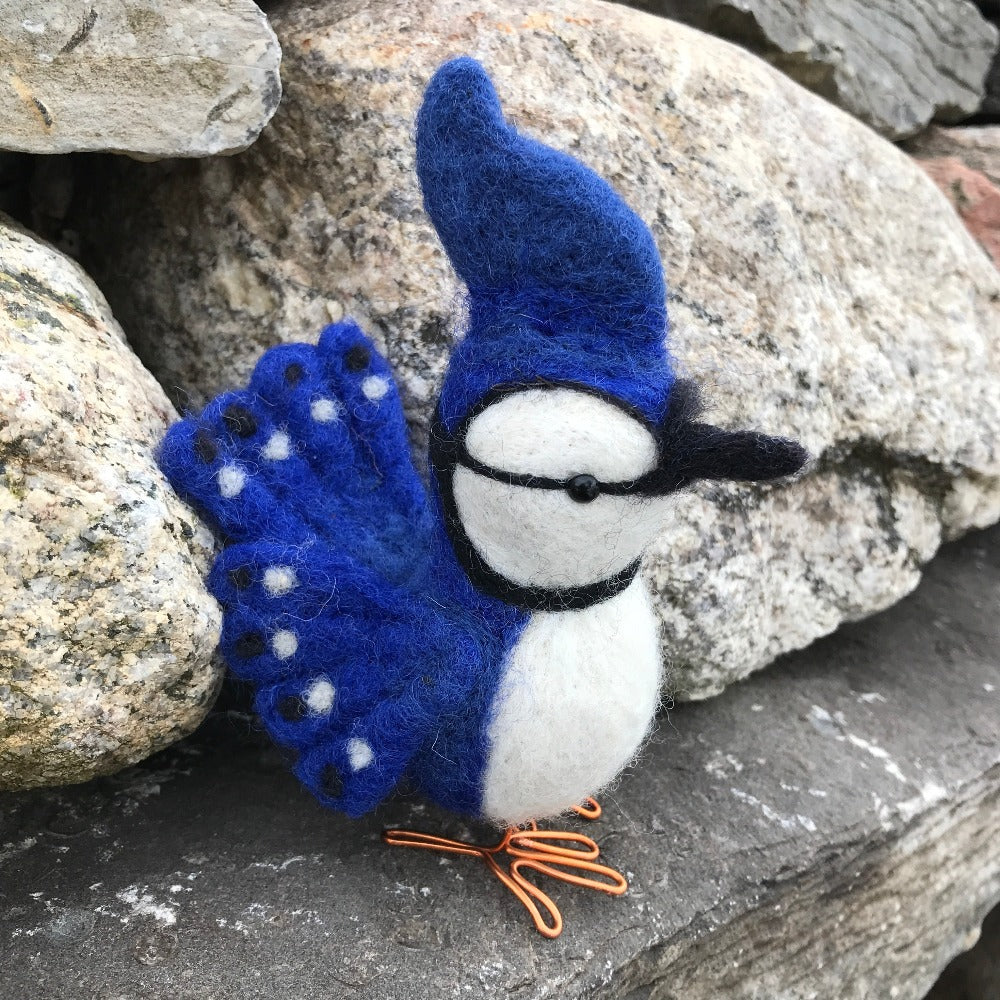 Topsy Farms Handmade Felted Wool Blue Jay