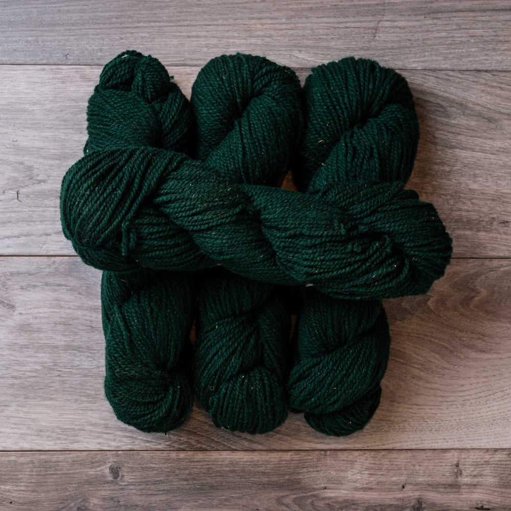 Green Hunter skeins of yarn.