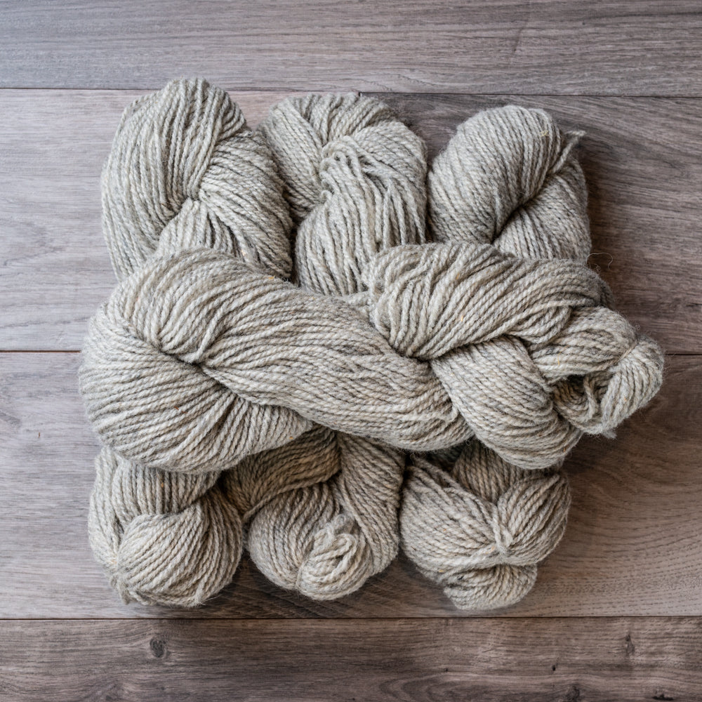 Grey Light skeins of yarn.