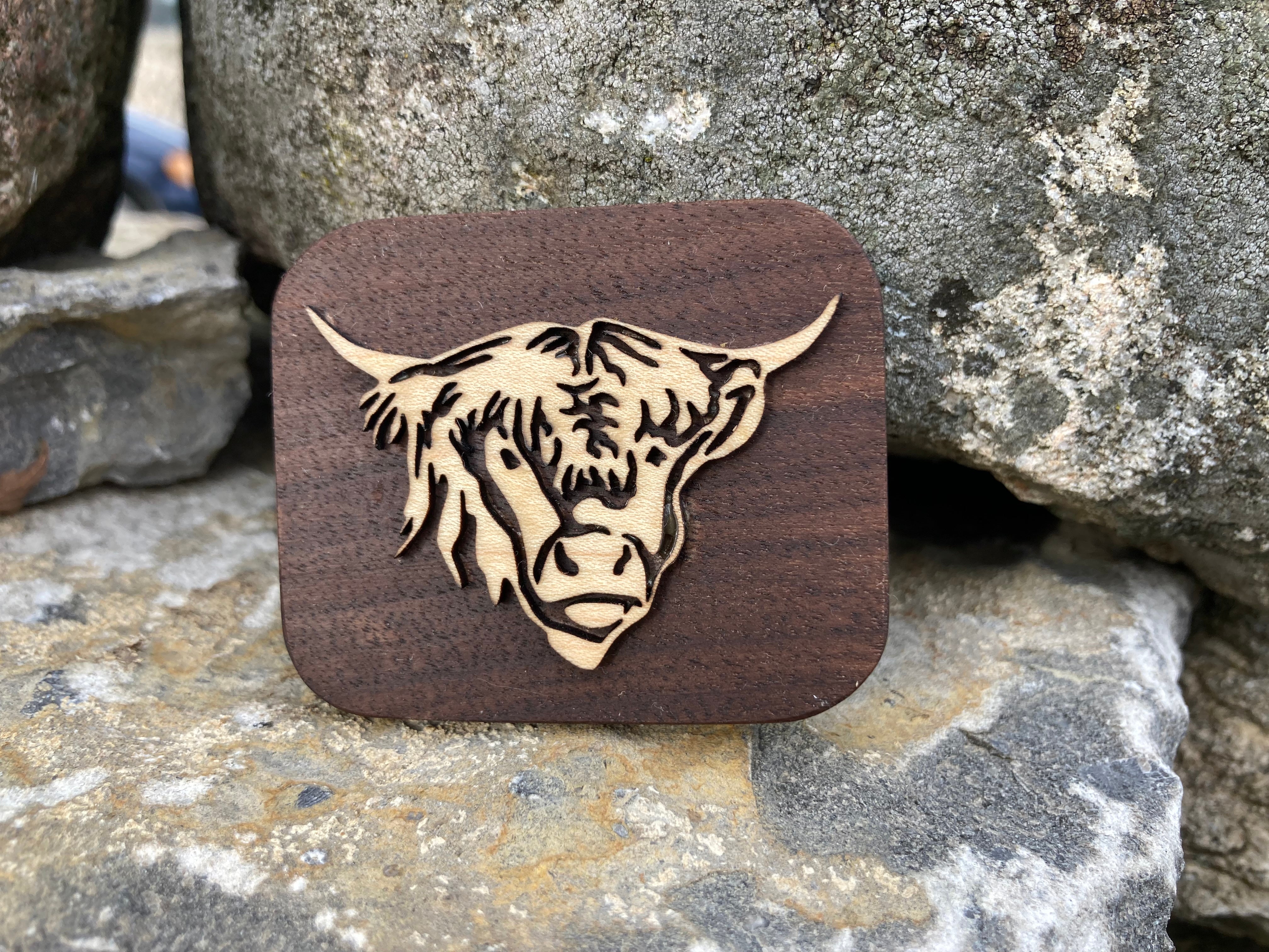 Topsy Farms' highland cow fridge wooden fridge magnet