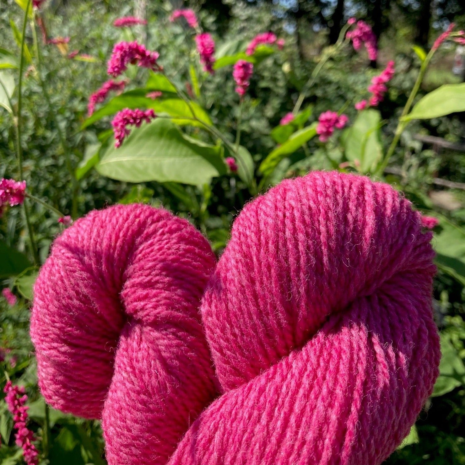 Topsy Farms Worsted Sheep Wool with flowers.
