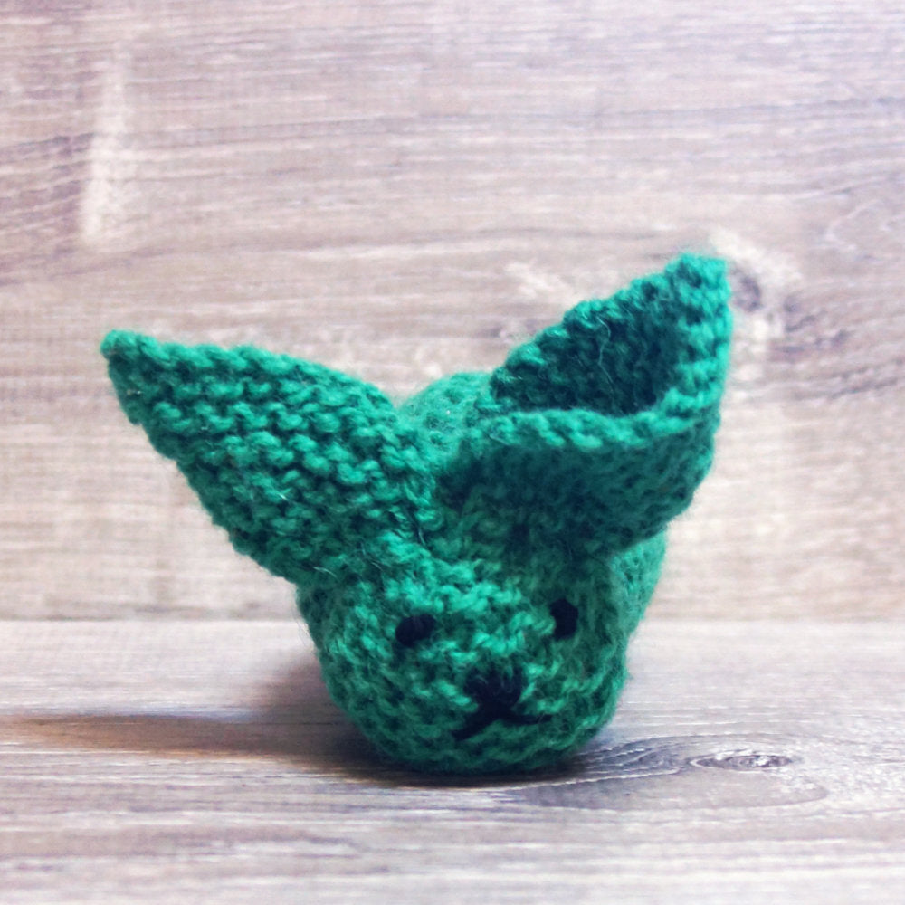 Kelly green knitted wool bunny by Topsy Farms