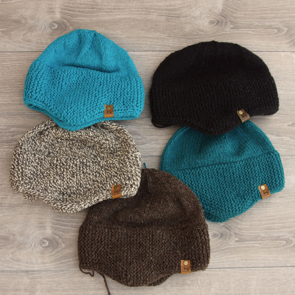 Topsy Farms hand knit mariner's hat (teal, black, plymouth, turquoise, natural brown)