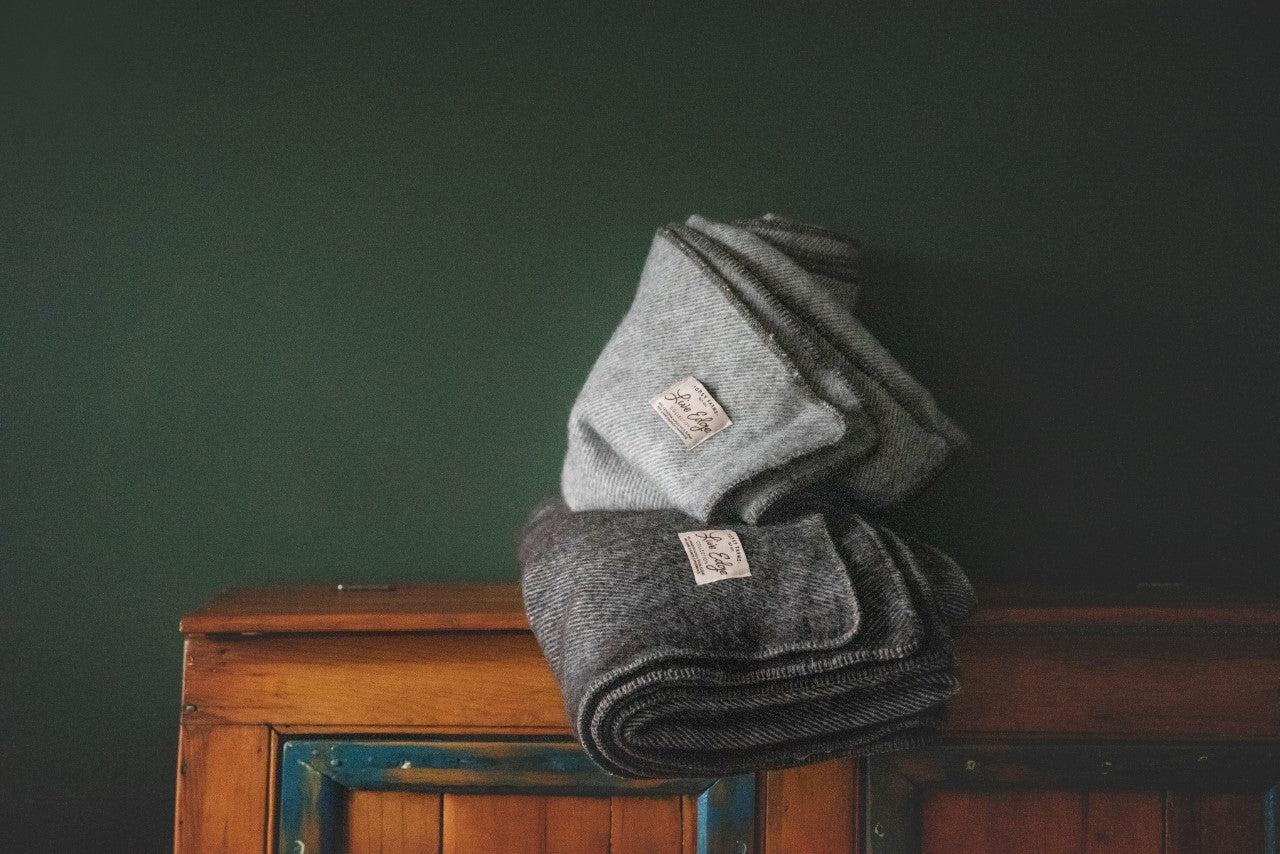 Live Edge Natural Slate Grey Alpaca Wool Throw